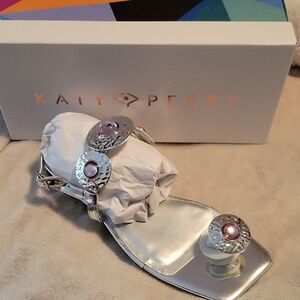 NIB Katy Perry Collections The Camie Stone Sandal In Silver